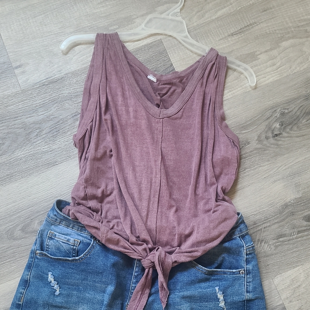 Purple tank. Cozy, flowy, designed to tie